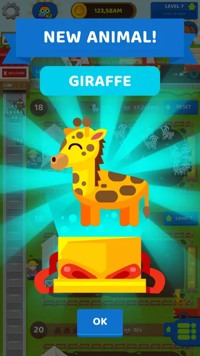 A New animal screen with a giraffe on a golden podium
