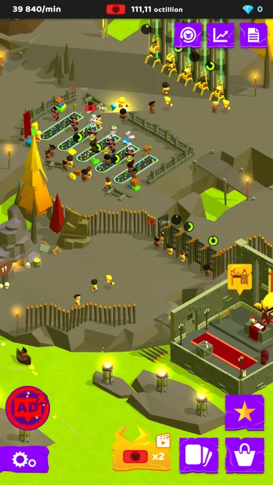 An overhead view of a Hell level with sinners and punishment rooms