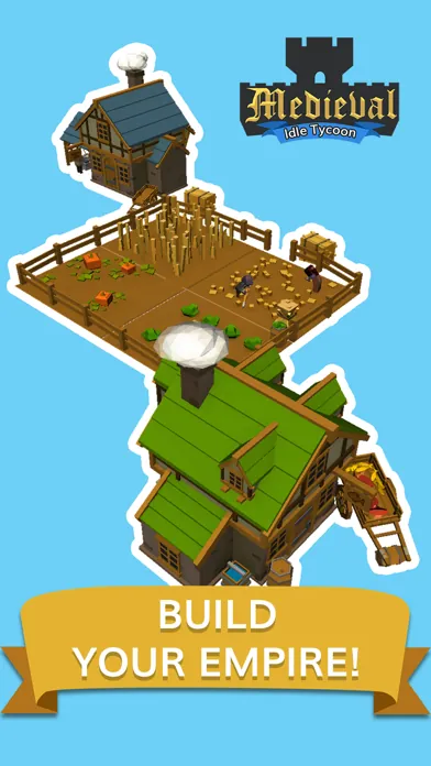 A small floating farm and house above a banner reading Build your empire